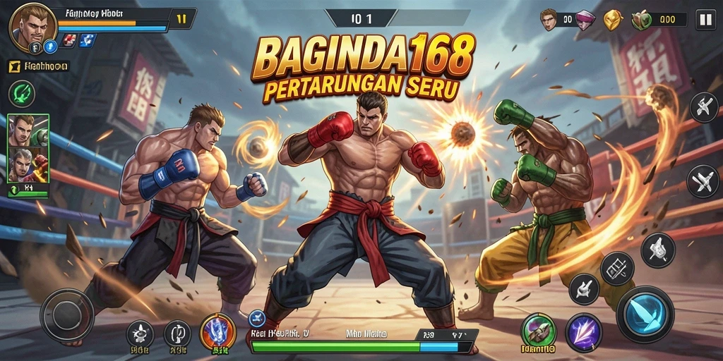 Tangkapan layar gameplay <strong>BAGINDA168</strong> menampilkan aksi pertarungan yang epik dan karakter yang dinamis.