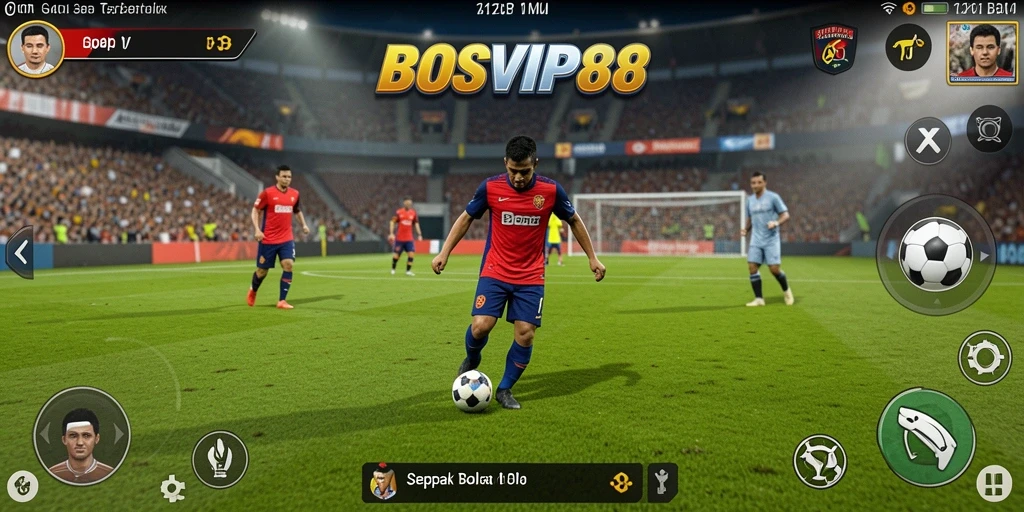 Tampilan gameplay BOSVIP88 yang seru dan menarik bagi penggemar sepak bola.