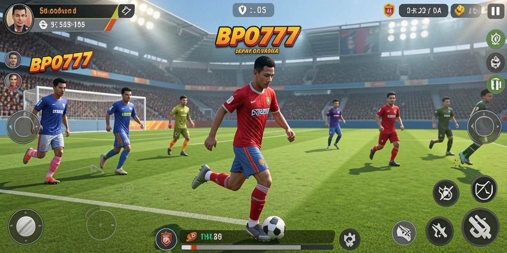 Tangkapan layar menampilkan aksi seru gameplay BPO777 di lapangan.