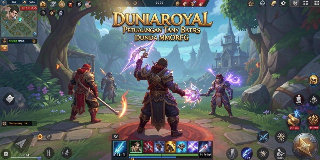 Screenshot gameplay DUNIAROYAL menampilkan aksi seru dalam pertempuran MMORPG.