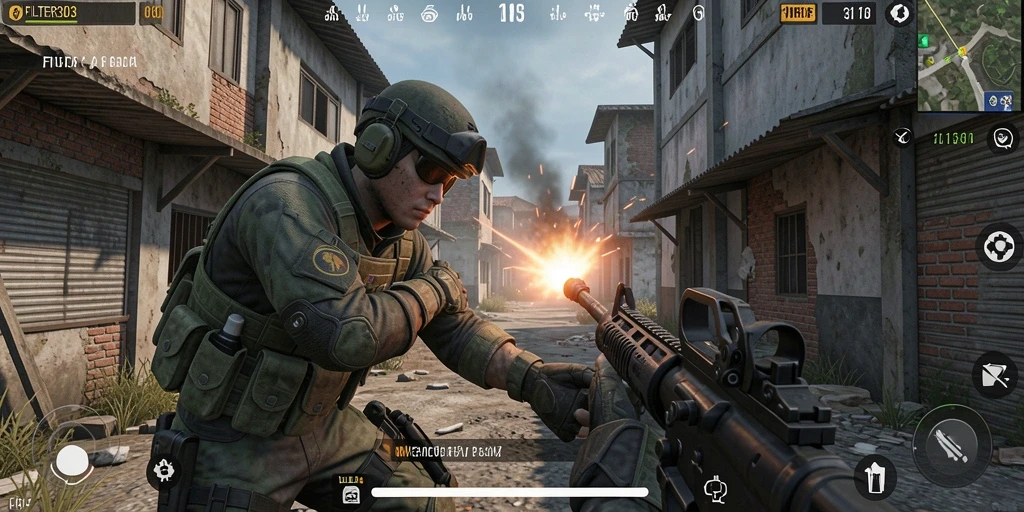 Tampilan gameplay FILTER303 yang penuh aksi dan strategi.