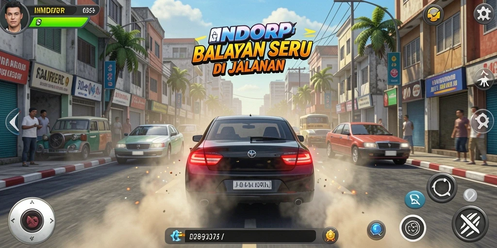 Tampilan gameplay balapan seru INDORP dengan trek yang menantang.