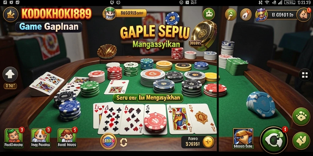 Tampilan gameplay seru dalam KODOKHOKI889 saat bermain Gaple.