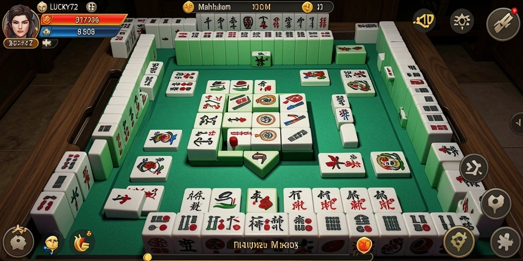 Screenshot gameplay LUCKY72 menampilkan keseruan permainan Mahjong yang mendebarkan.