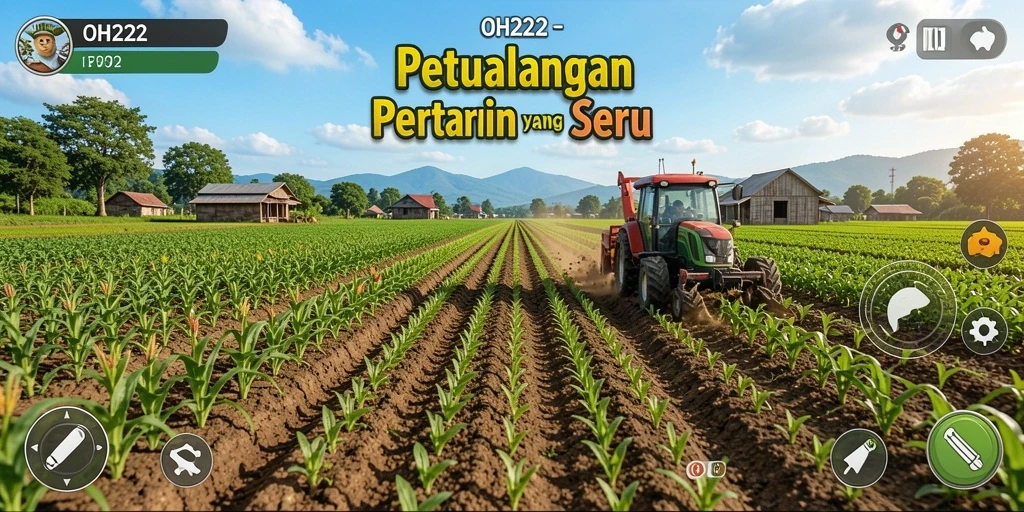 Screenshot utama OH222 menampilkan gameplay pertanian yang menyenangkan.
