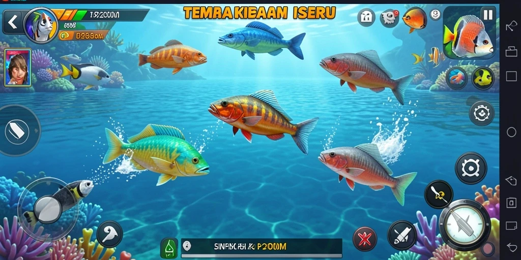 Tampilan screenshot utama P200M menampilkan aksi seru saat menembak ikan.