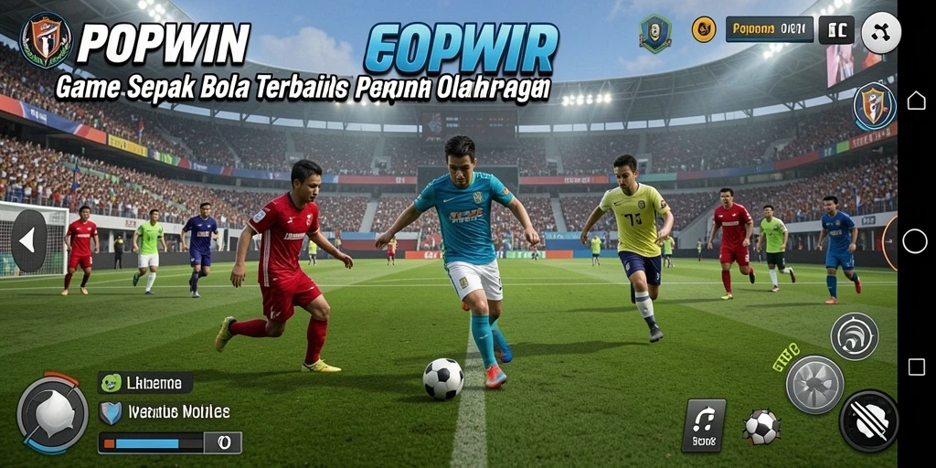 Tampilan gameplay seru di dalam game sepak bola POPWIN.