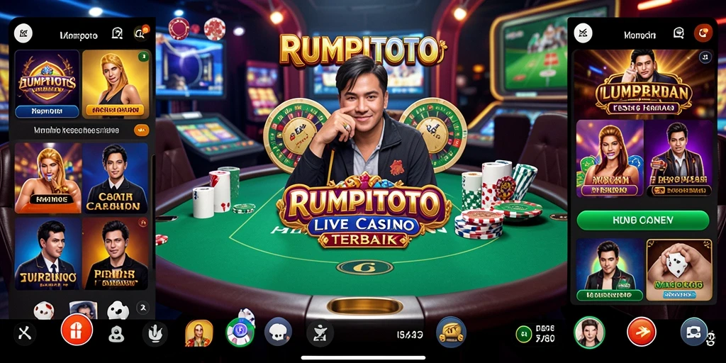 Gameplay RUMPITOTO menampilkan dealer dan pemain dalam suasana kasino yang nyata.
