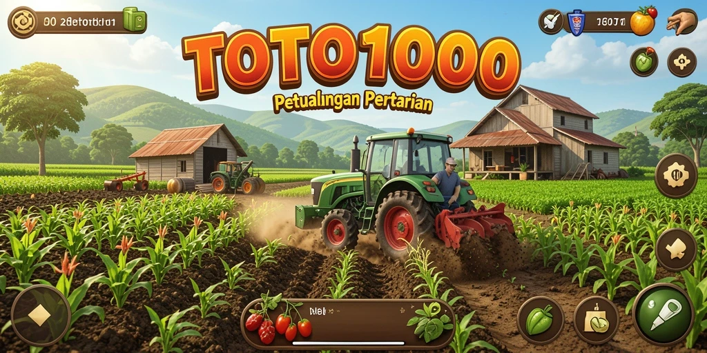 Gameplay seru dalam TOTO1000 dengan pertanian yang subur.